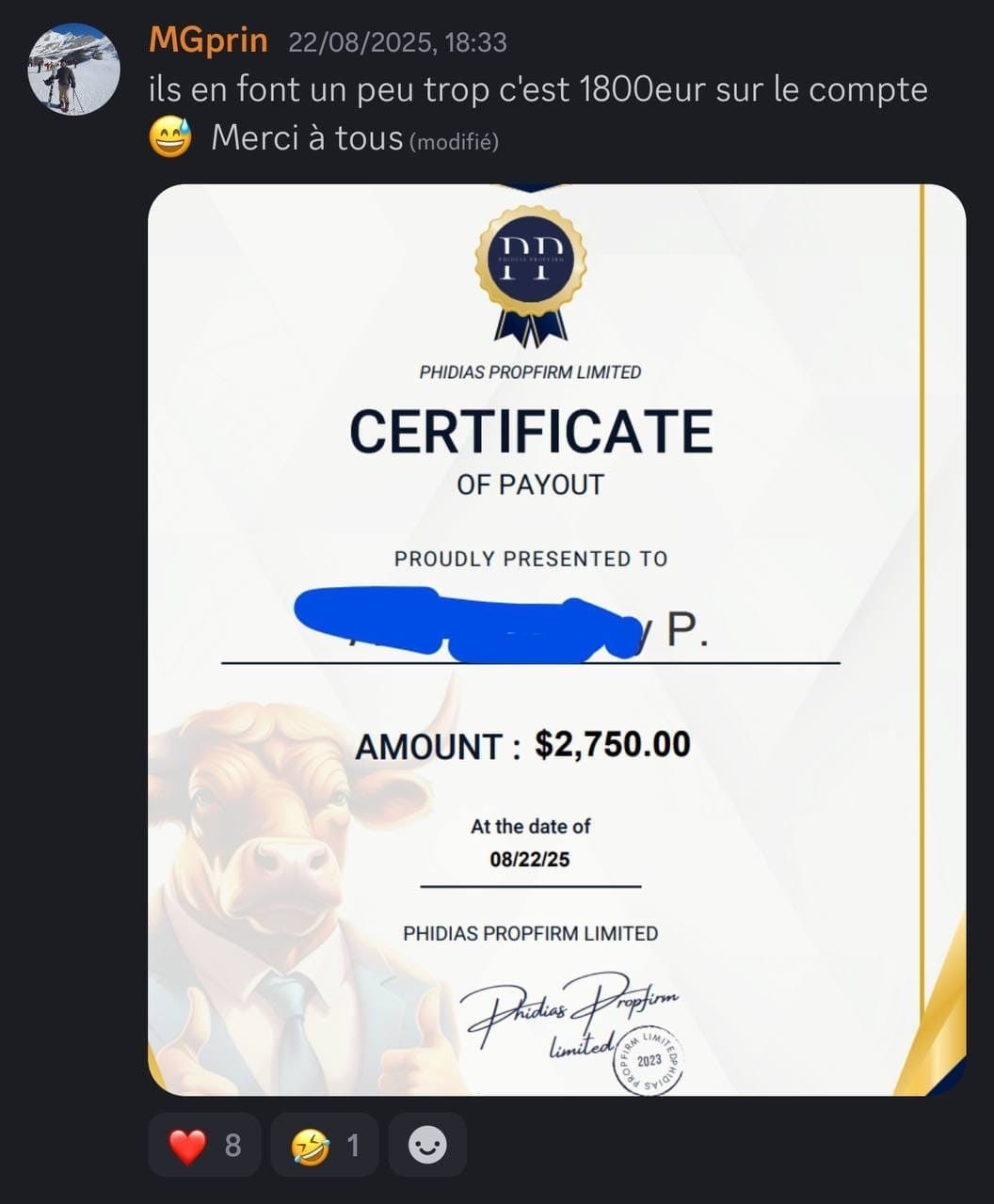 Retour membre LivePro — payout 7